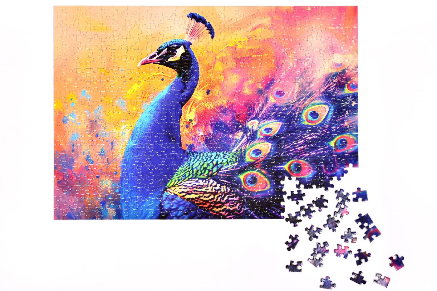 The part-built puzzle with the last loose pieces beside it